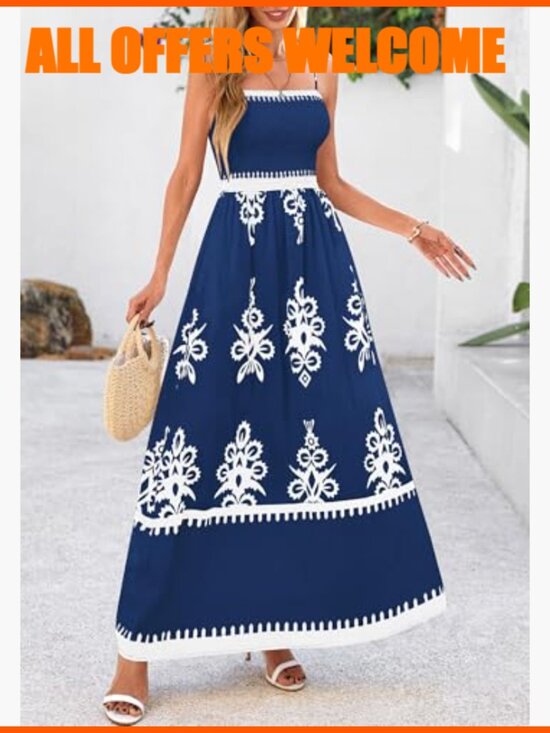 Floral Maxi Sundress with Spaghetti Straps and Pockets - Picture 6 of 7